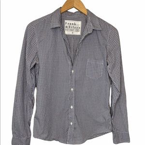 Frank & Eileen Barry Gingham Check Shirt Navy Size Small
